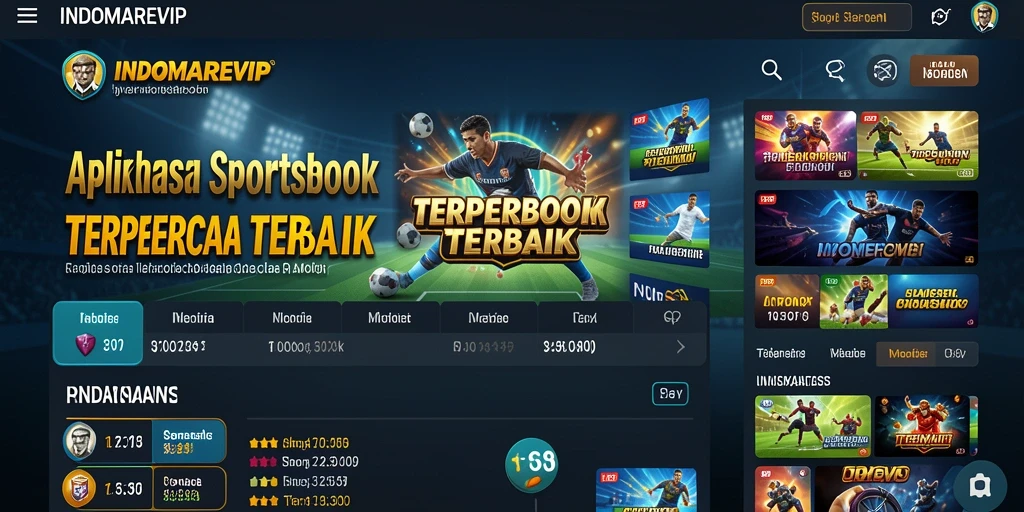 Screenshot utama INDOMAREVIP menunjukkan antarmuka aplikasi Sportsbook yang modern dan ramah pengguna.