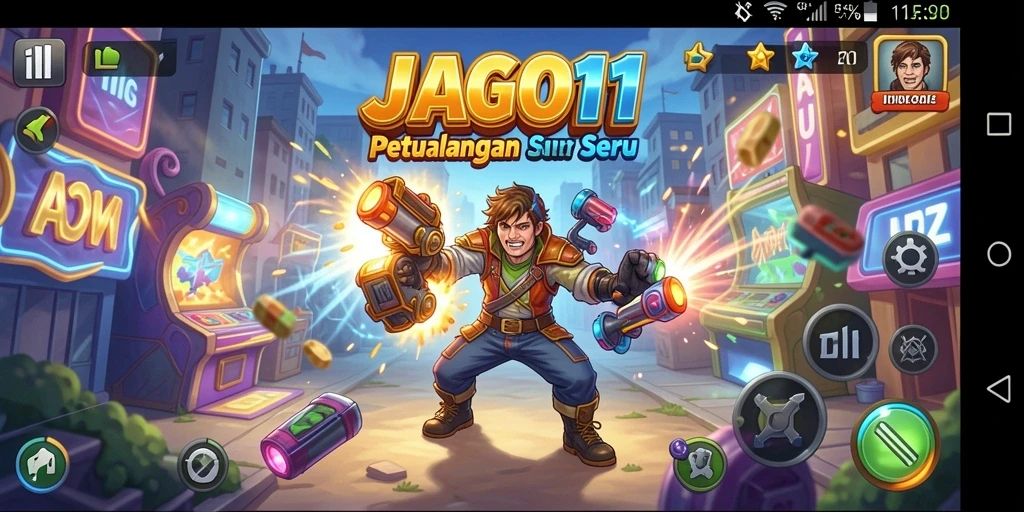Tampilan gameplay utama JAGO11 yang penuh aksi dan keseruan.
