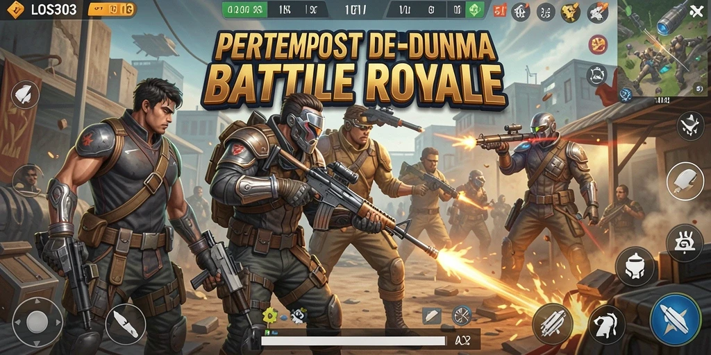 Tampilan seru dari gameplay pertempuran Battle Royale.