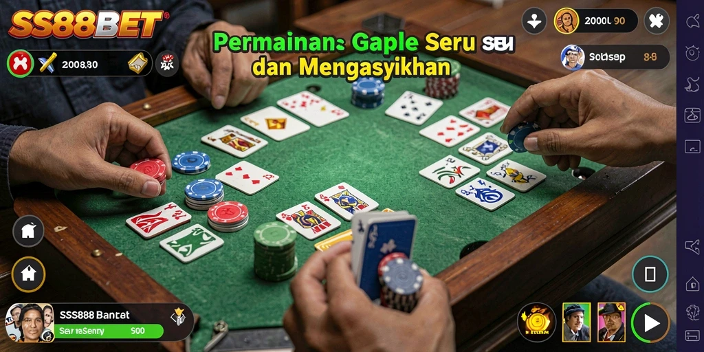 Tampilan gameplay Gaple yang seru dan interaktif di SS88BET.