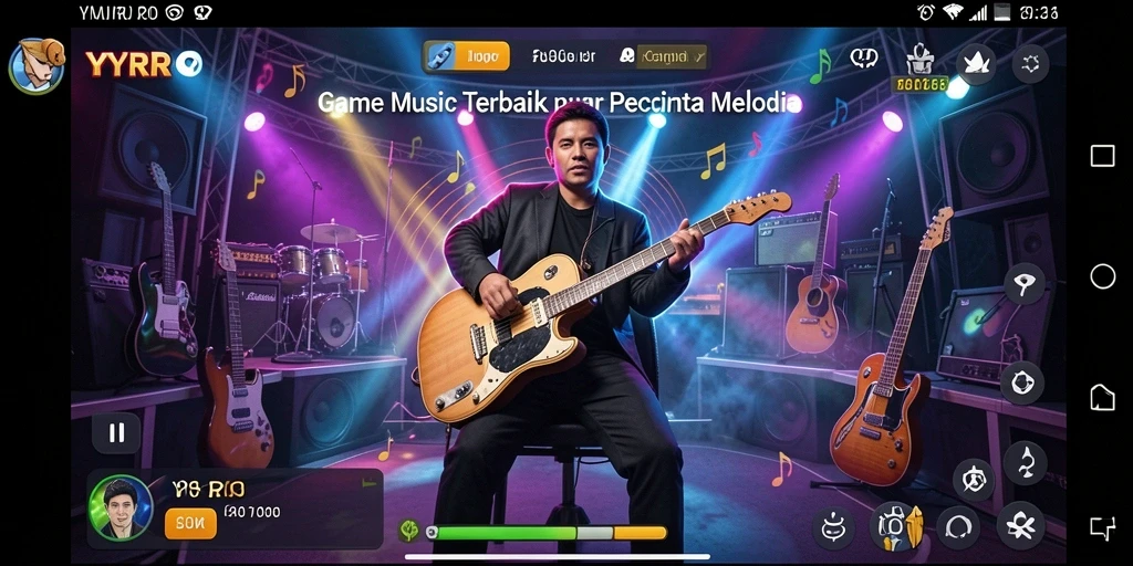 Tampilan permainan YYRR yang menampilkan interaksi musik.